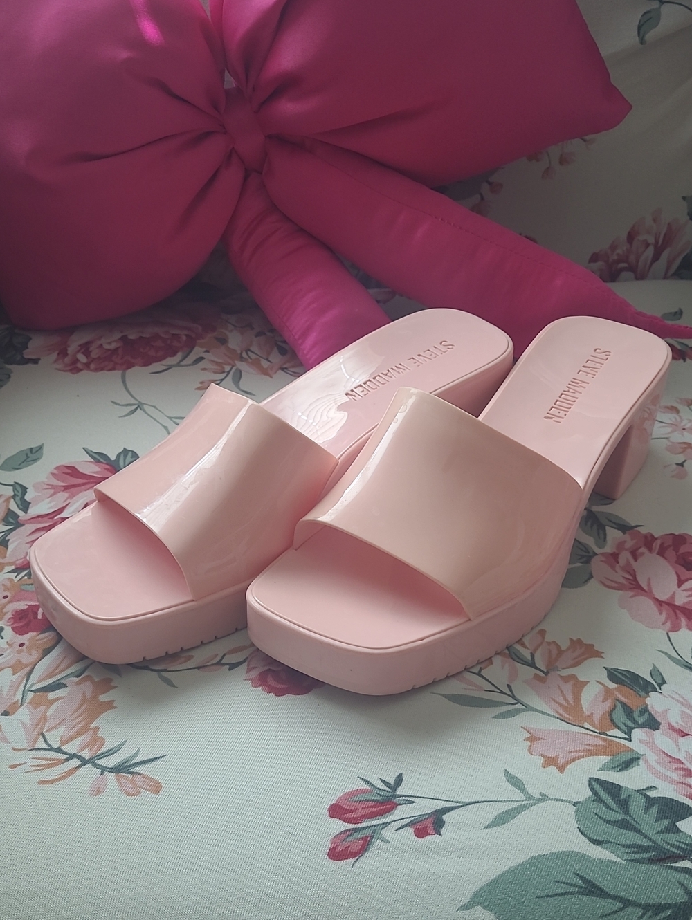 Steve Madden Pink Harlin Jelly Block Heels Size 7